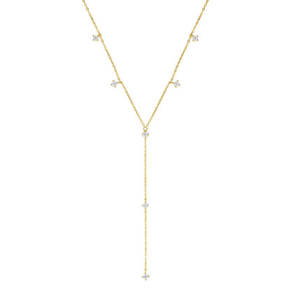 Ellipse Y Chain Necklace Sterling Silver Gold