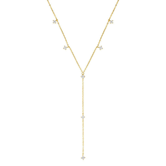 Ellipse Y Chain Necklace Sterling Silver Gold