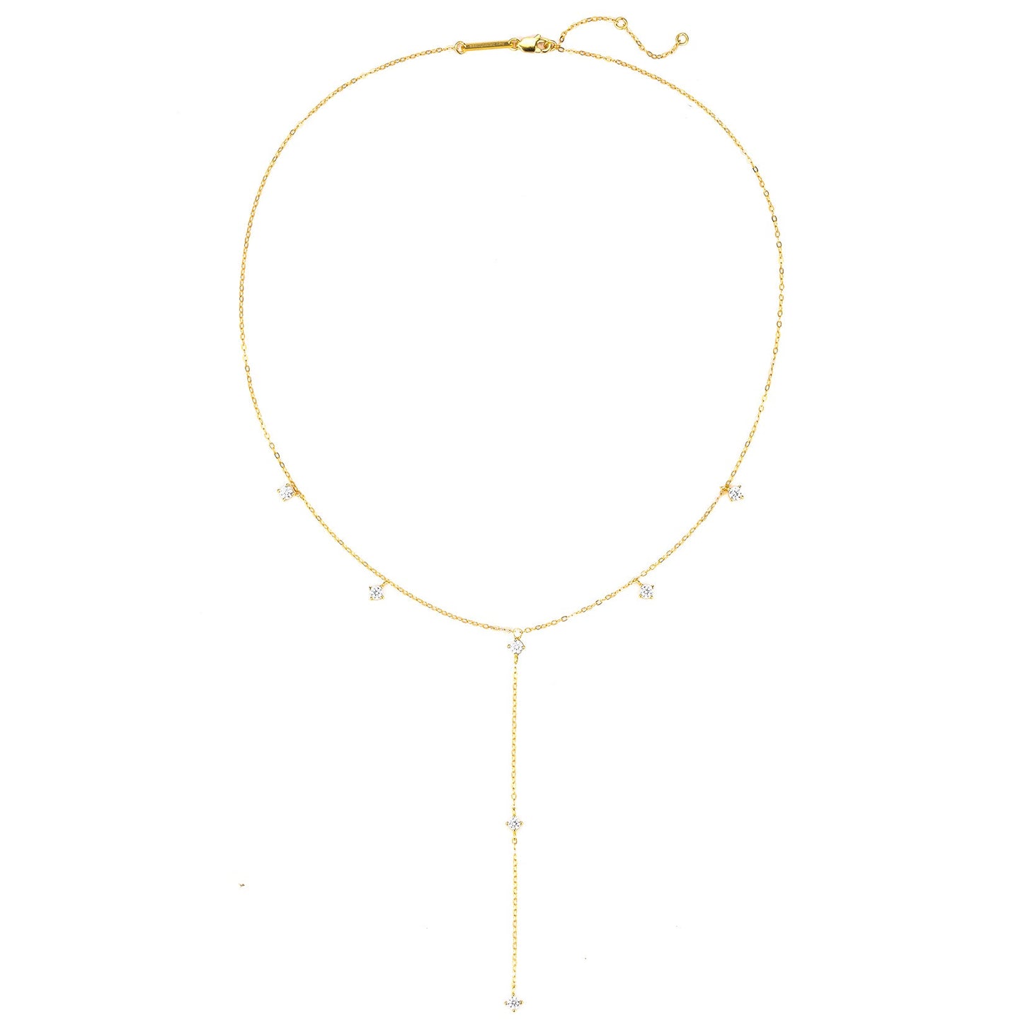 Ellipse Y Chain Necklace Sterling Silver Gold