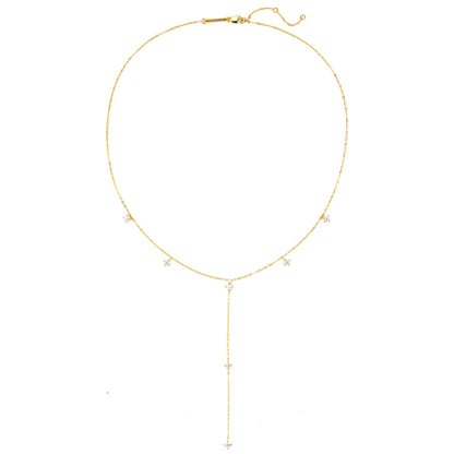 Ellipse Y Chain Necklace Sterling Silver Gold