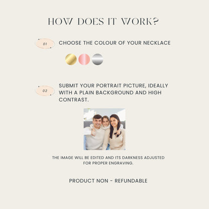 Engraved Photo Necklace Waterproof