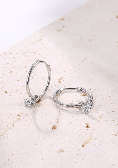 Eyes and Lips Charm Hoop Earrings Sterling Silver