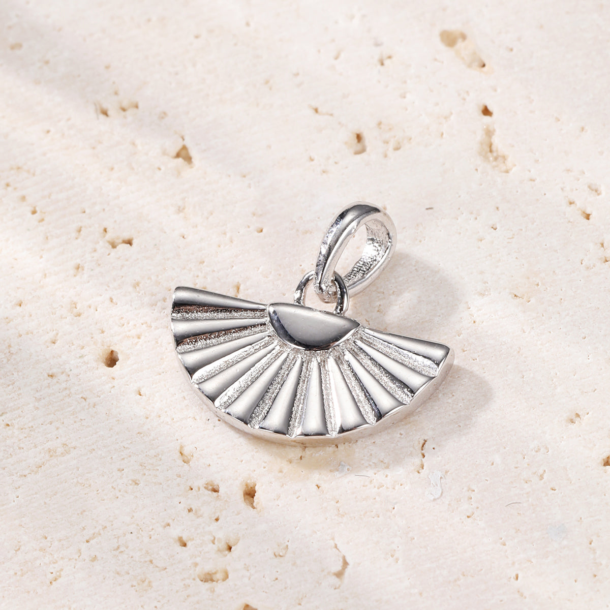 Fan Pendant Necklace Sterling Silver