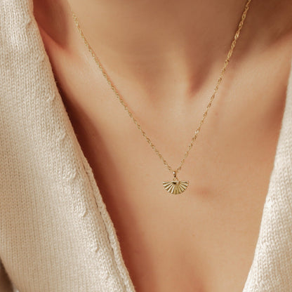 Fan Pendant Necklace Sterling Silver