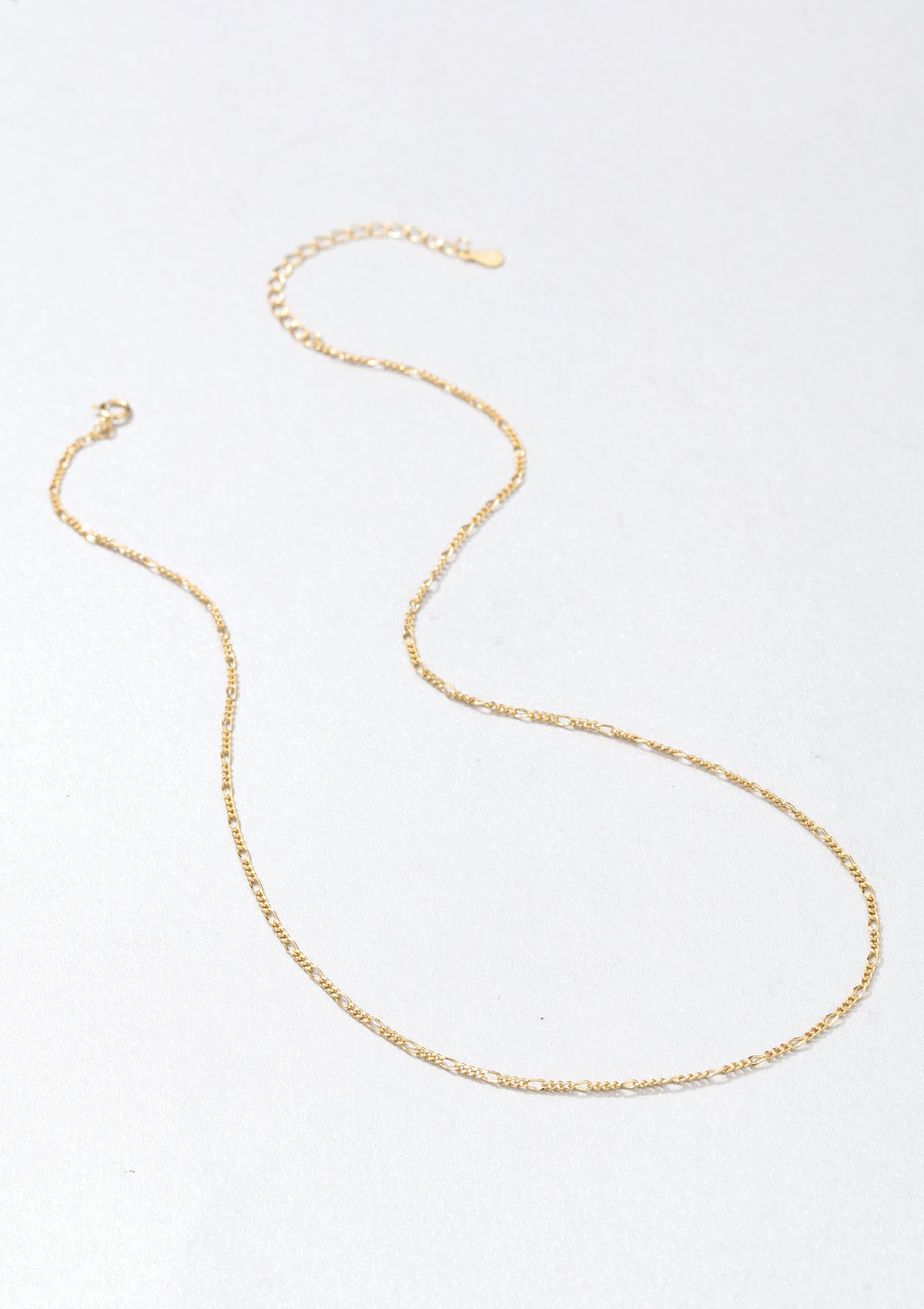 Fine Figaro Chain Necklace Sterling Silver Gold