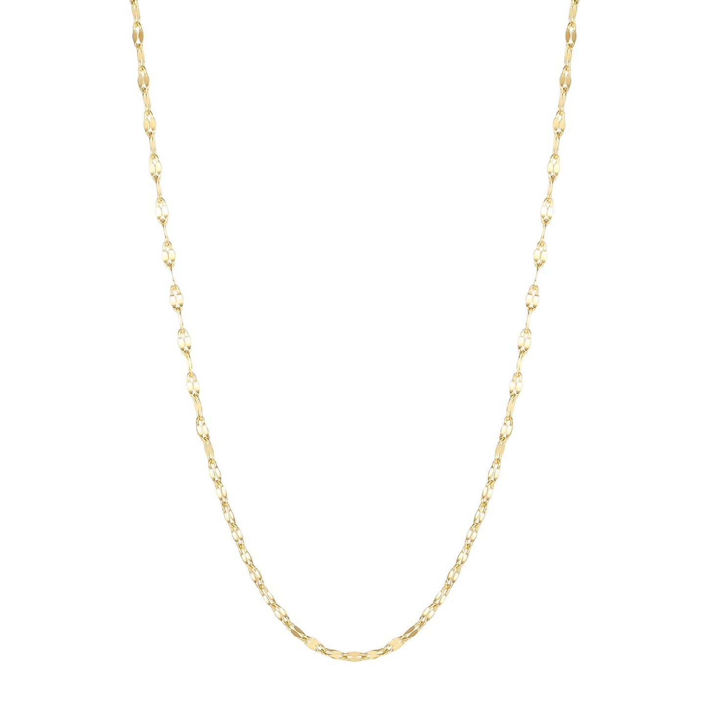 Flattened Rolo Chain Necklace Gold