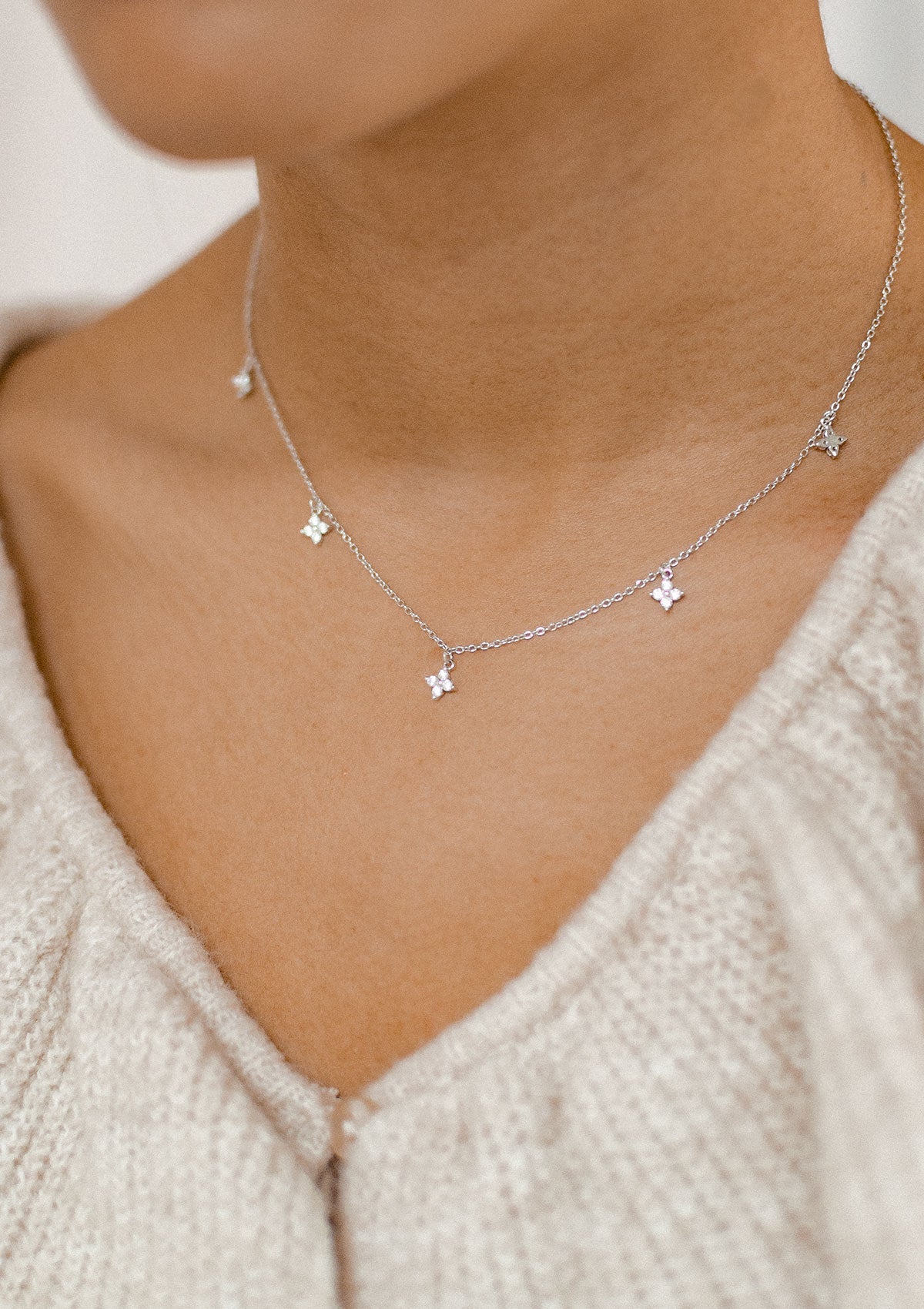 Floret Charm Necklace Sterling Silver