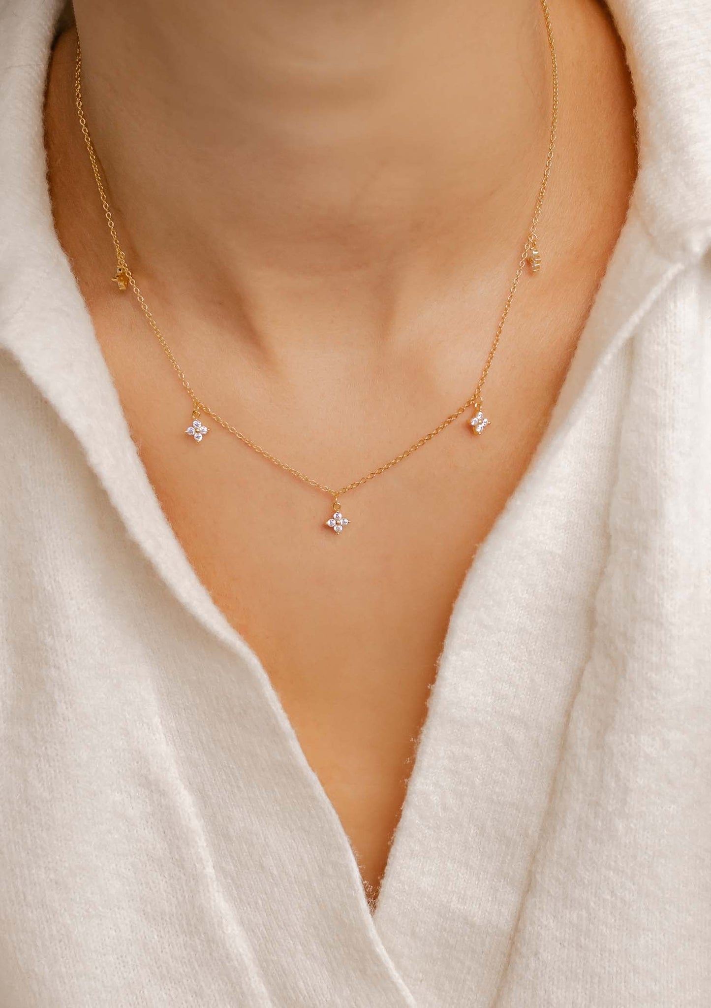 Floret Charm Necklace Sterling Silver