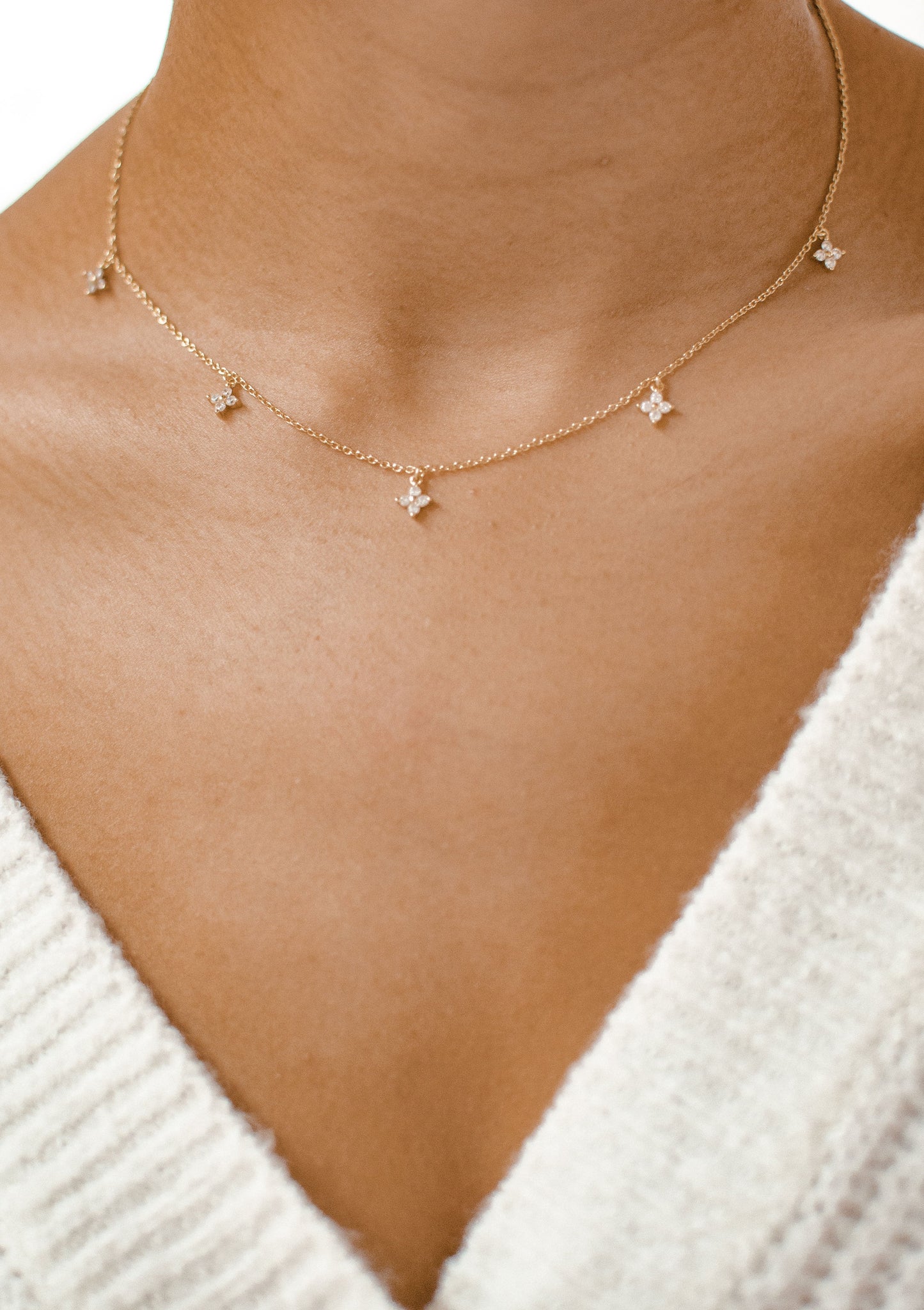 Floret Charm Necklace Sterling Silver