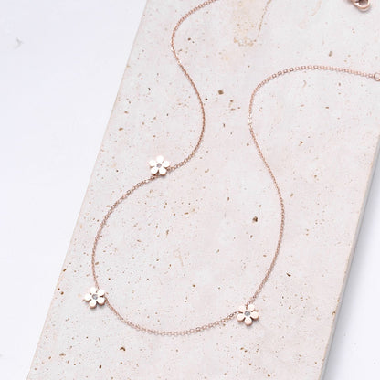 Forget-Me-Not Charm Necklace Rose Gold