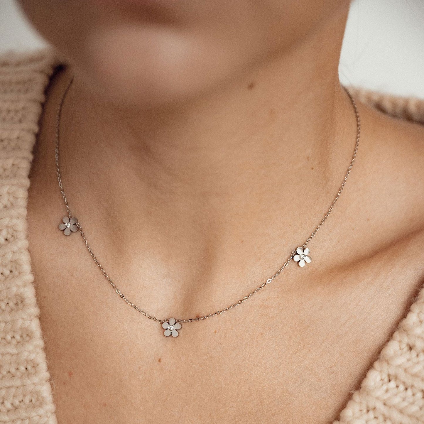 Forget-Me-Not Charm Necklace Silver