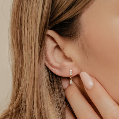 Gemstone Bar Drop Stud Earrings Sterling Silver