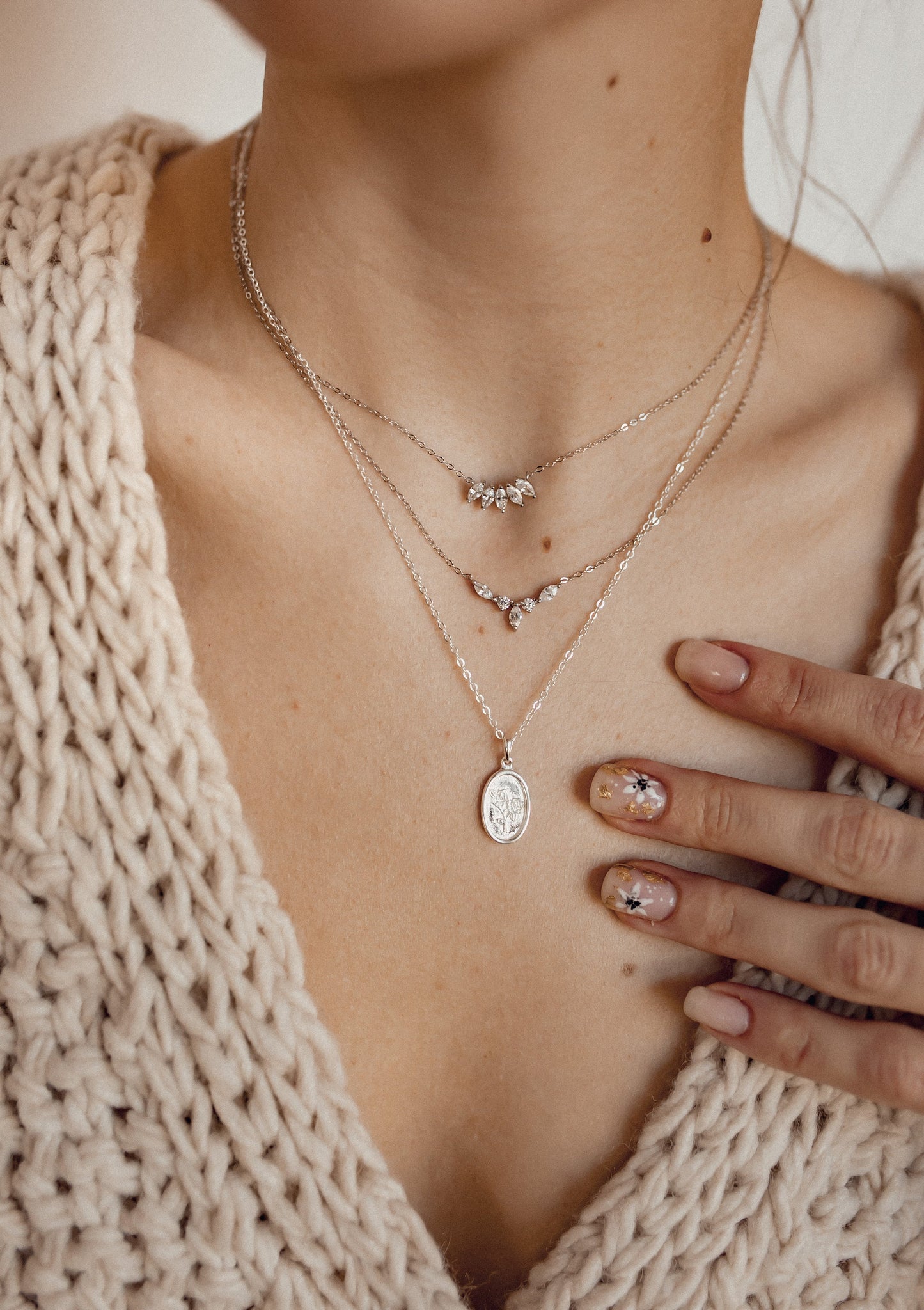 Gemstone Blossom Necklace Sterling Silver