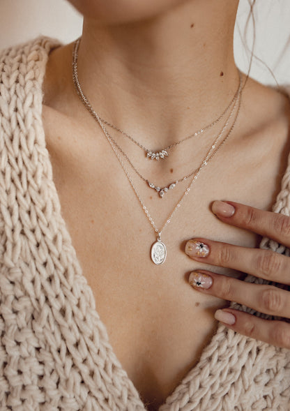 Gemstone Blossom Necklace Sterling Silver