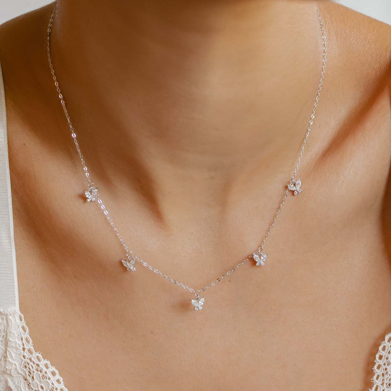 Butterfly Pendant Necklace Sterling Silver