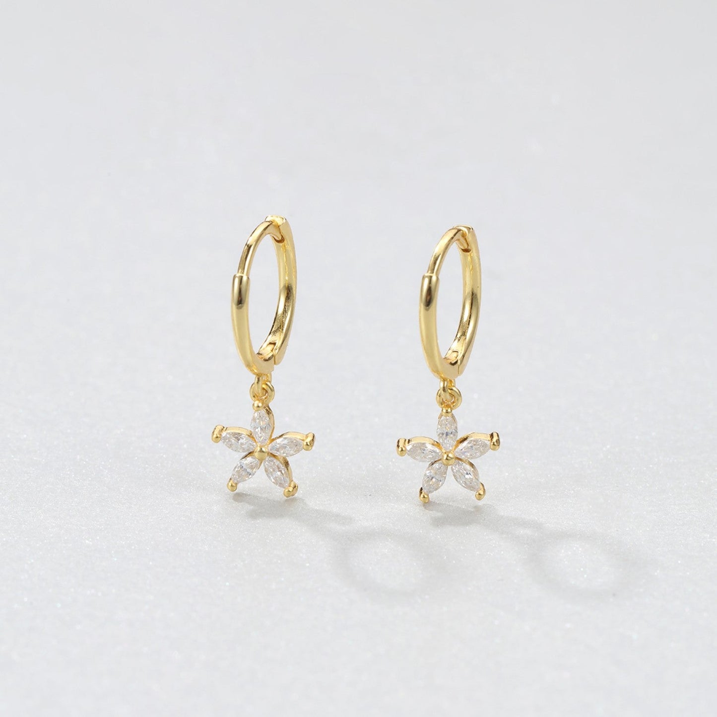 Gemstone Daisy Huggie Earrings Sterling Silver