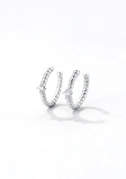 Gemstone Twist Ear Cuff Sterling Silver