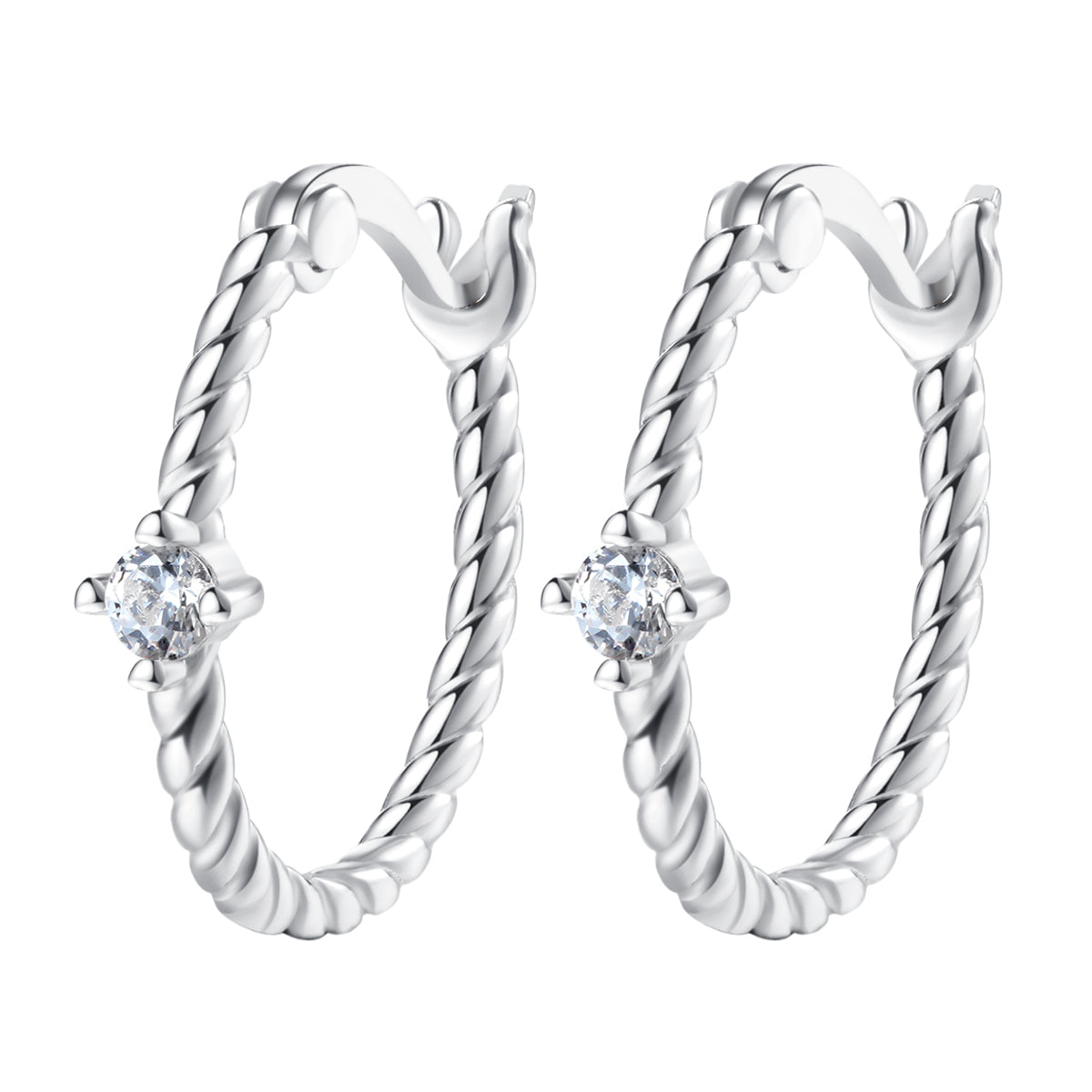 Gemstone Twist Huggie Earrings Sterling Silver