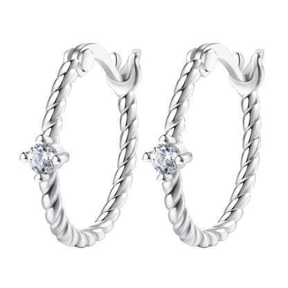 Gemstone Twist Huggie Earrings Sterling Silver