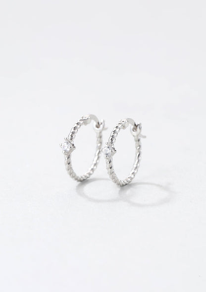 Gemstone Twist Huggie Earrings Sterling Silver