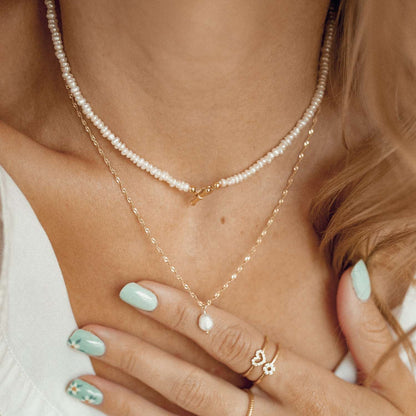 Gold Pearl Necklaces Sterling Silver Set