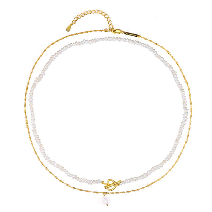 Gold Pearl Necklaces Sterling Silver Set