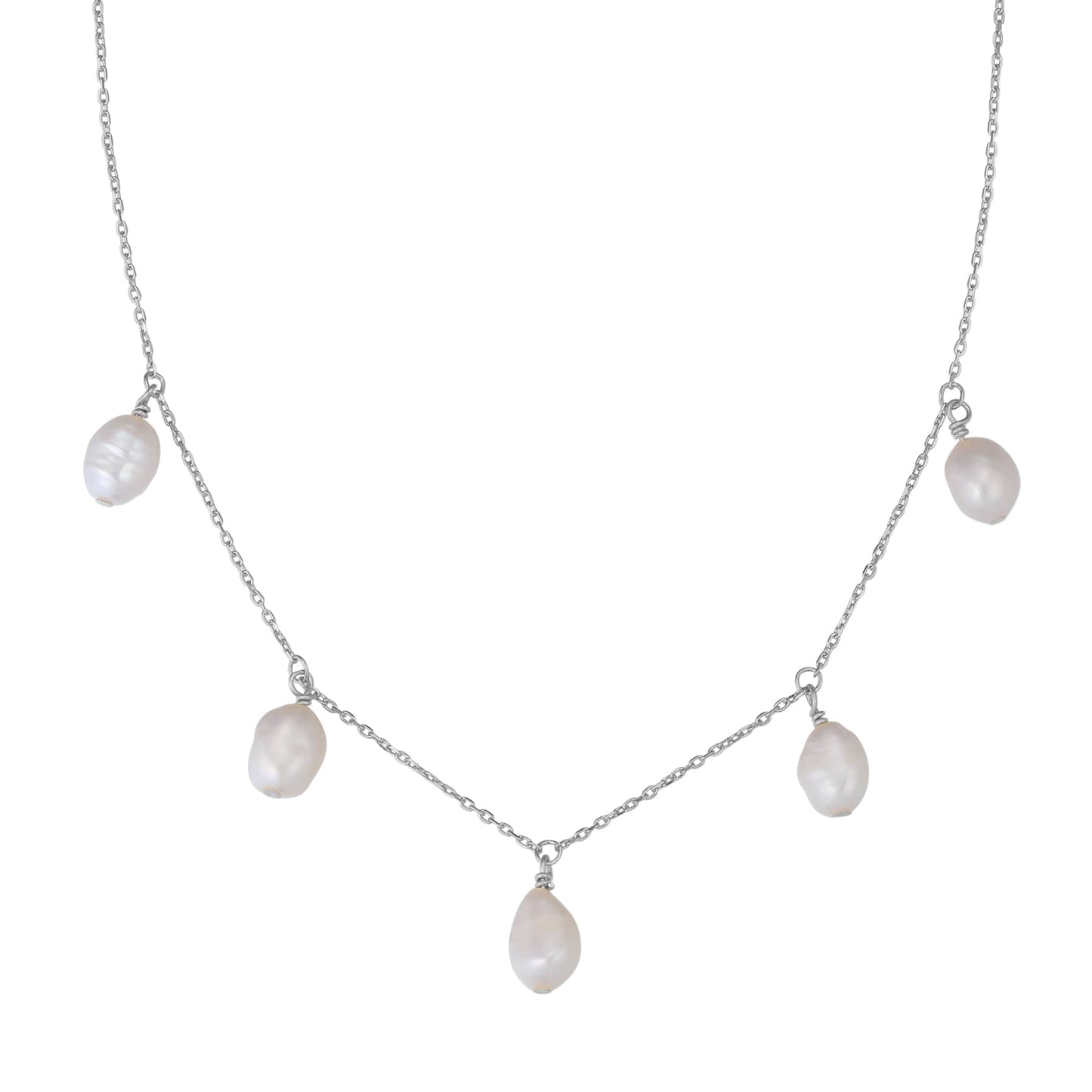 Grace Charms Pearl Necklace Sterling Silver