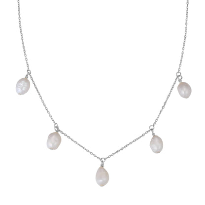 Grace Charms Pearl Necklace Sterling Silver