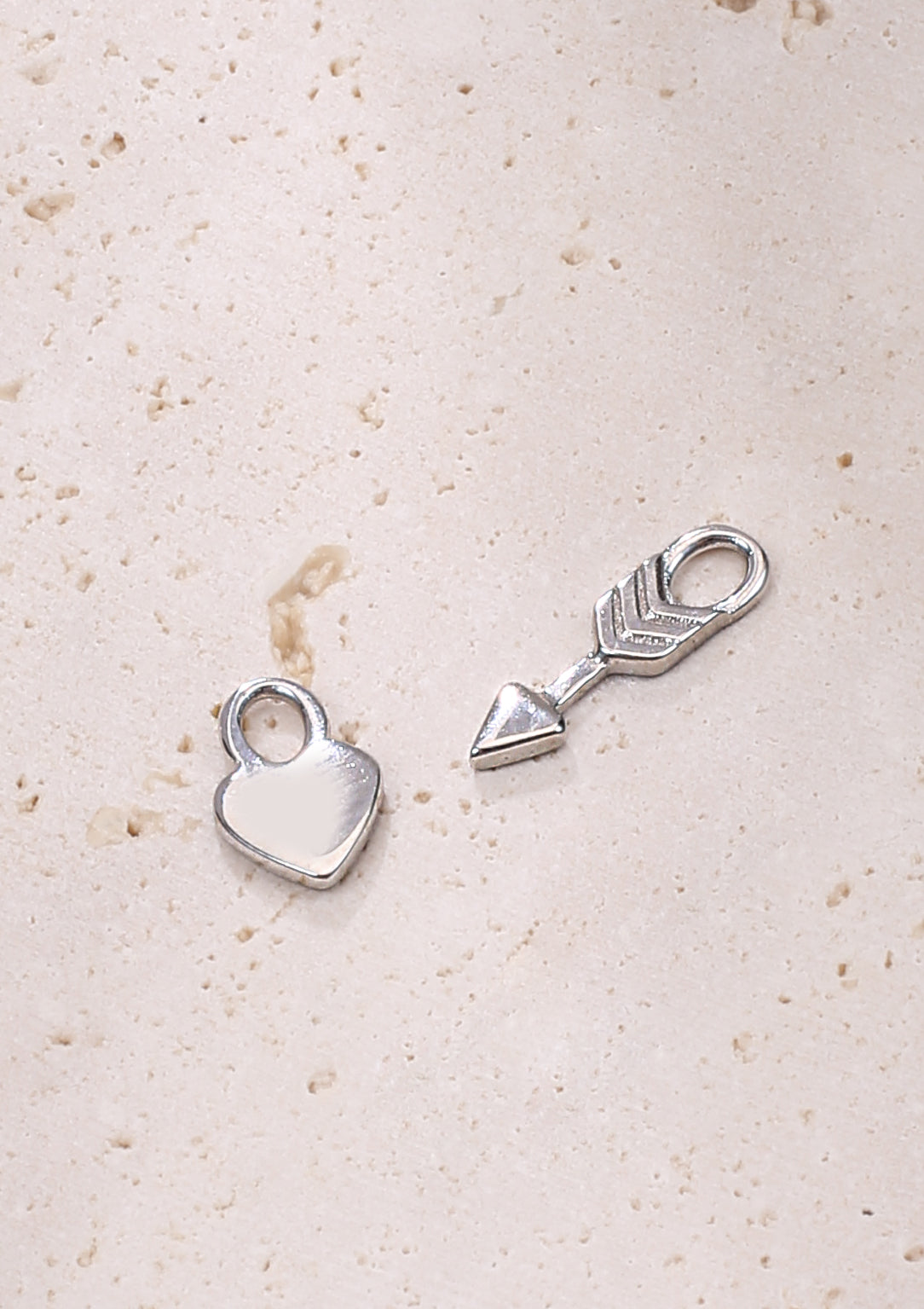 Heart and Arrow Charm Hoop Earrings Sterling Silver