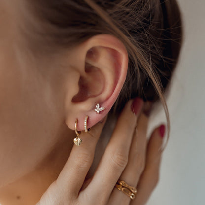 Heart & Butterfly Earring Stack Sterling Silver Gold