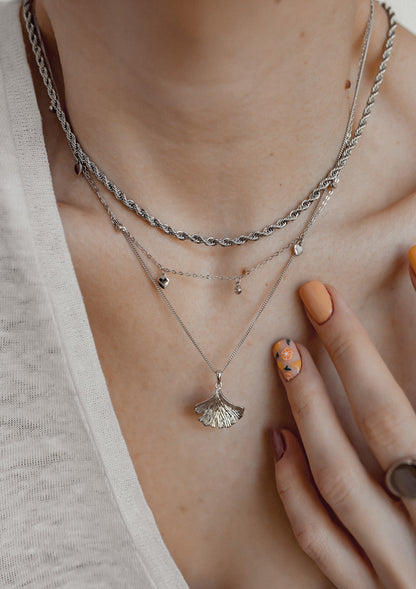 Heart Charm Necklace Sterling Silver