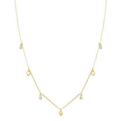 Heart Charm Necklace Sterling Silver Gold