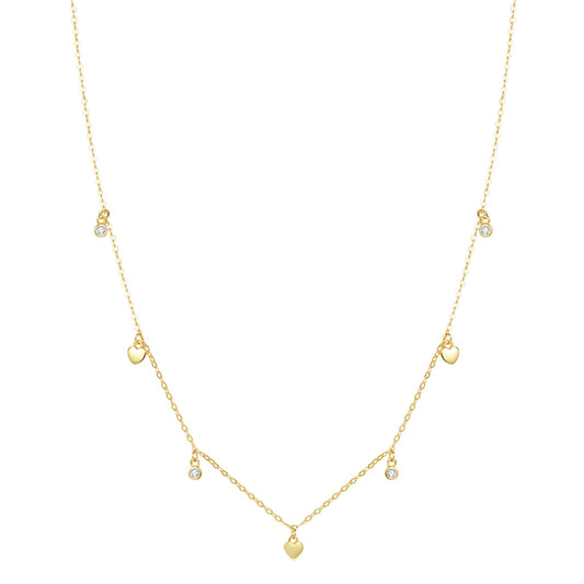 Heart Charm Necklace Sterling Silver Gold