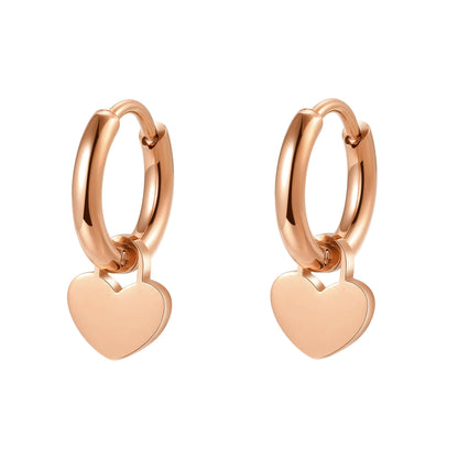 Heart Huggie Earrings Stainless Steel