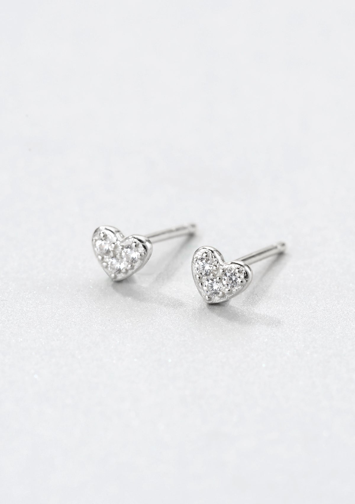 Heart Stud Earrings Sterling Silver