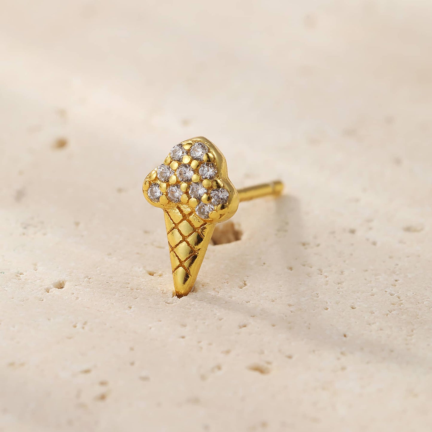 Ice Cream Cone Stud Earring Sterling Silver