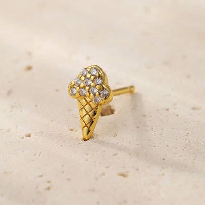 Ice Cream Cone Stud Earring Sterling Silver