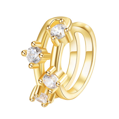 Jeweled Band Ear Cuff Sterling Silver Gold