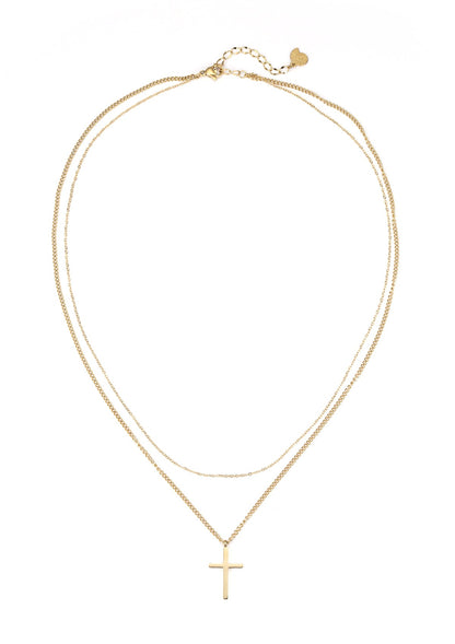 Layered Cross Necklace Gold