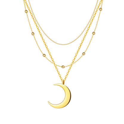 Layered Moon Necklace Set