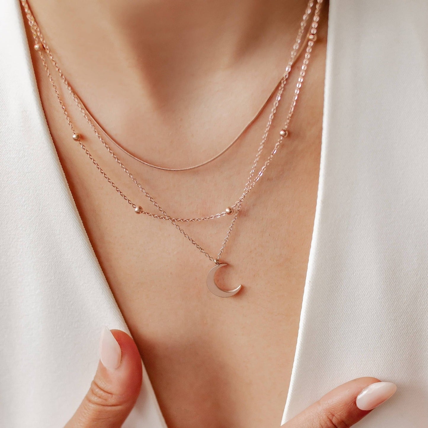 Layered Moon Necklace Set