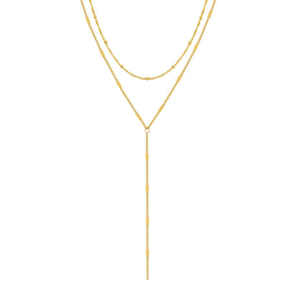 Layered Satellite and Starburst Chain Y Necklace