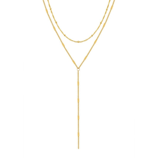 Layered Satellite and Starburst Chain Y Necklace