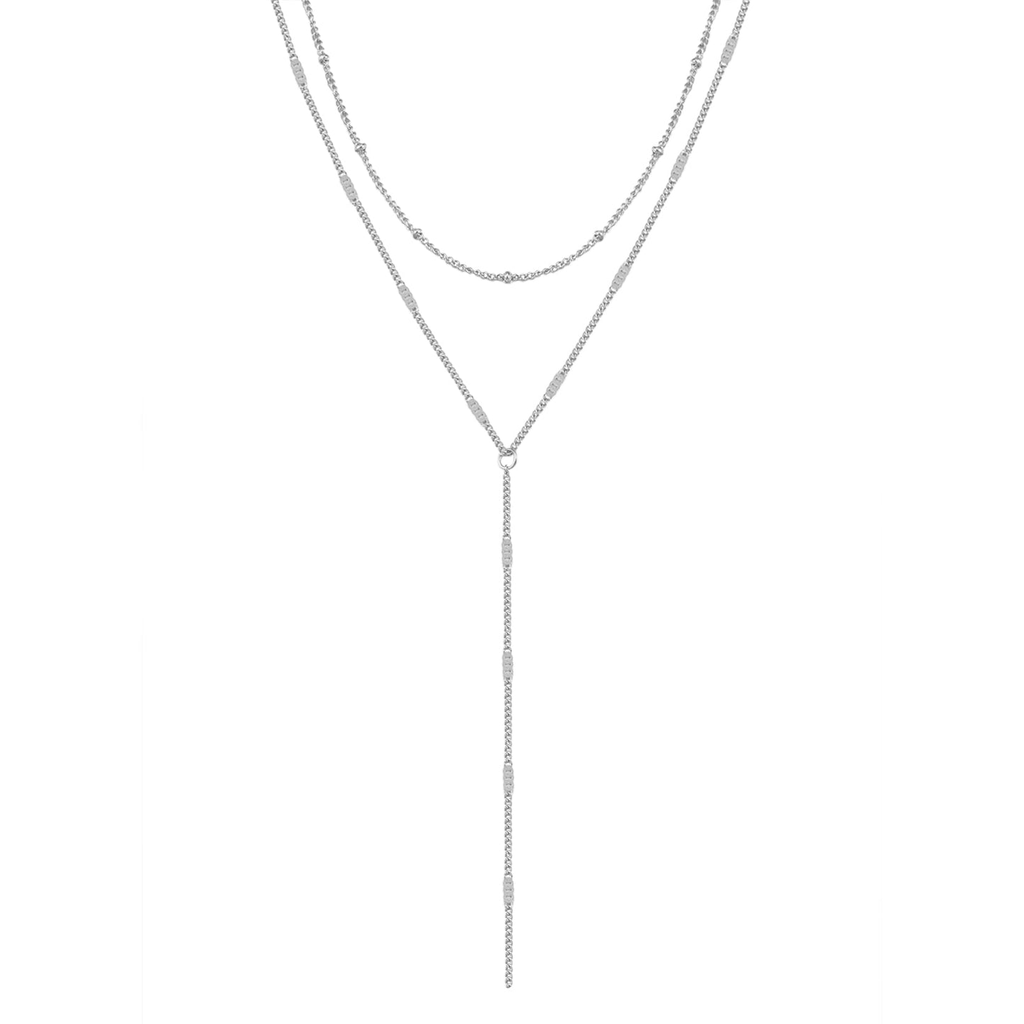 Layered Satellite and Starburst Chain Y Necklace