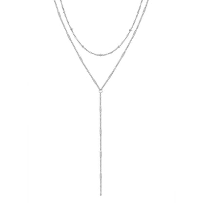 Layered Satellite and Starburst Chain Y Necklace