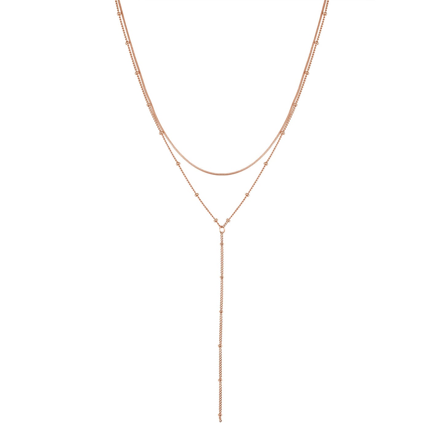 Layered Snake and Satellite Chain Y Necklace