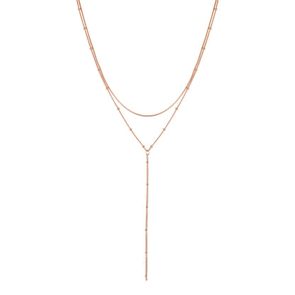 Layered Snake and Satellite Chain Y Necklace