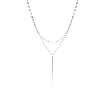 Layered Snake and Satellite Chain Y Necklace