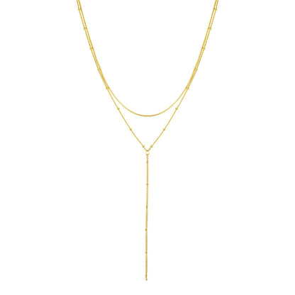 Layered Snake and Satellite Chain Y Necklace