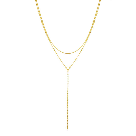 Layered Snake and Satellite Chain Y Necklace